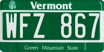 VT license plate WFZ867