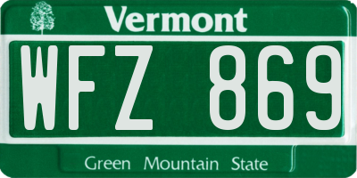 VT license plate WFZ869
