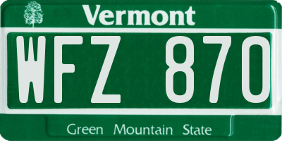 VT license plate WFZ870