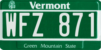 VT license plate WFZ871