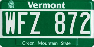 VT license plate WFZ872