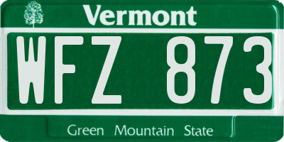 VT license plate WFZ873