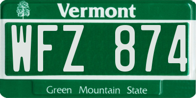 VT license plate WFZ874