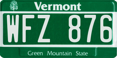 VT license plate WFZ876