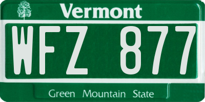 VT license plate WFZ877