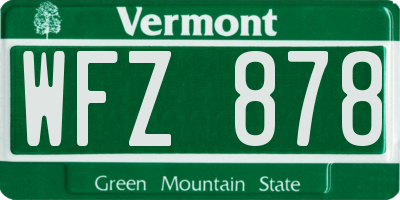 VT license plate WFZ878