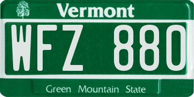 VT license plate WFZ880