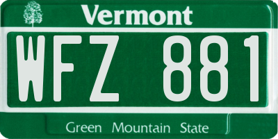 VT license plate WFZ881