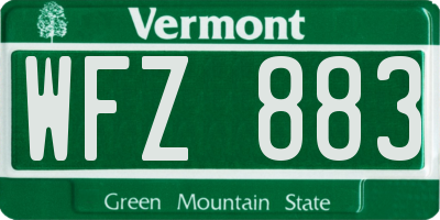 VT license plate WFZ883