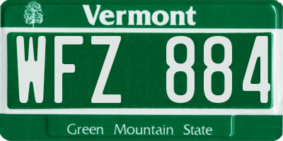 VT license plate WFZ884