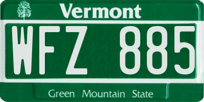 VT license plate WFZ885