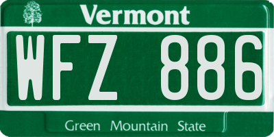 VT license plate WFZ886