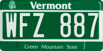 VT license plate WFZ887