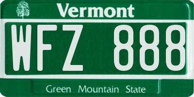 VT license plate WFZ888
