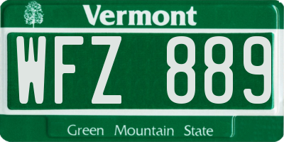 VT license plate WFZ889