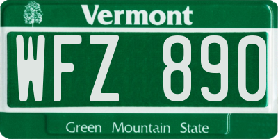 VT license plate WFZ890