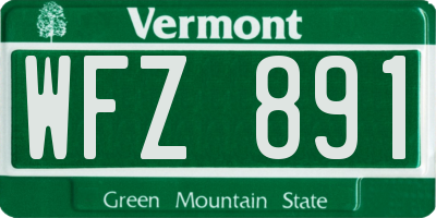 VT license plate WFZ891