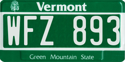 VT license plate WFZ893