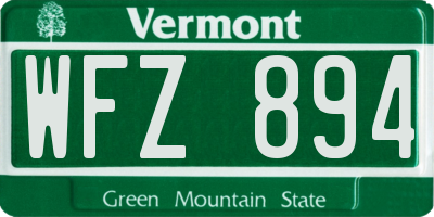 VT license plate WFZ894