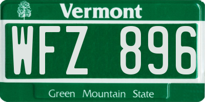 VT license plate WFZ896