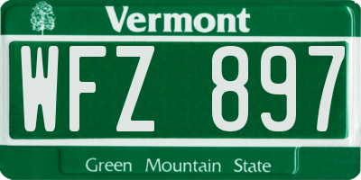 VT license plate WFZ897