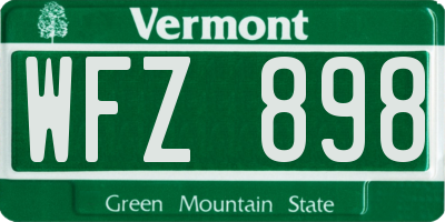 VT license plate WFZ898