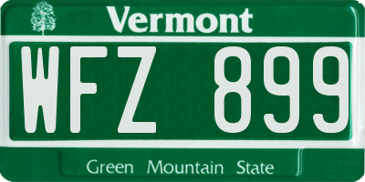 VT license plate WFZ899
