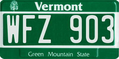 VT license plate WFZ903