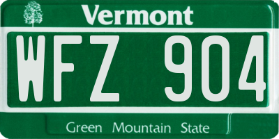 VT license plate WFZ904