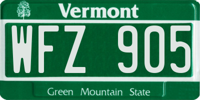 VT license plate WFZ905