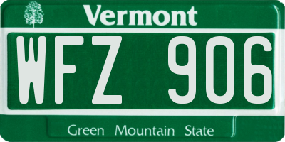 VT license plate WFZ906