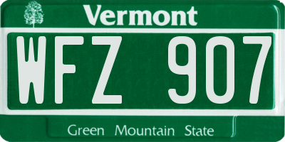 VT license plate WFZ907