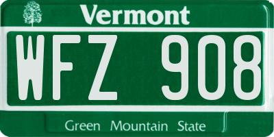VT license plate WFZ908
