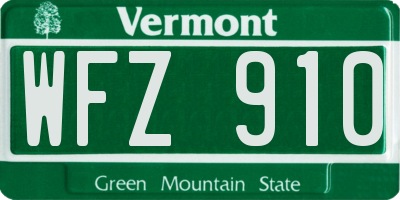 VT license plate WFZ910