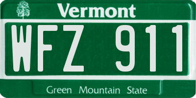 VT license plate WFZ911