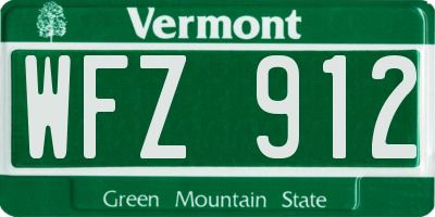 VT license plate WFZ912