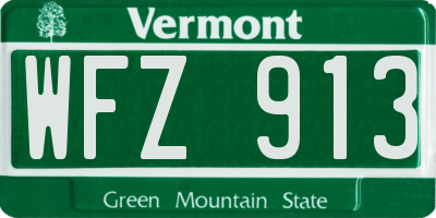 VT license plate WFZ913