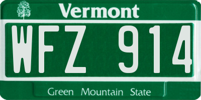 VT license plate WFZ914