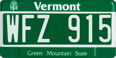 VT license plate WFZ915