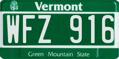 VT license plate WFZ916