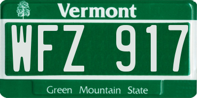 VT license plate WFZ917