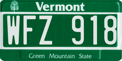 VT license plate WFZ918