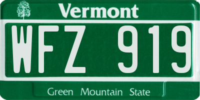 VT license plate WFZ919