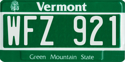 VT license plate WFZ921