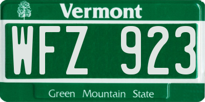 VT license plate WFZ923