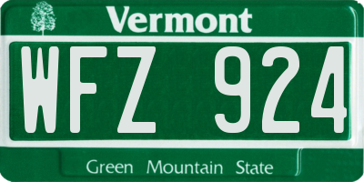 VT license plate WFZ924