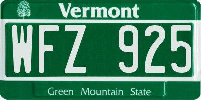 VT license plate WFZ925