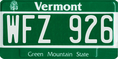 VT license plate WFZ926