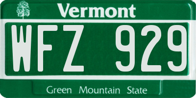 VT license plate WFZ929