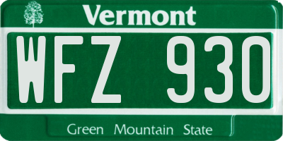 VT license plate WFZ930